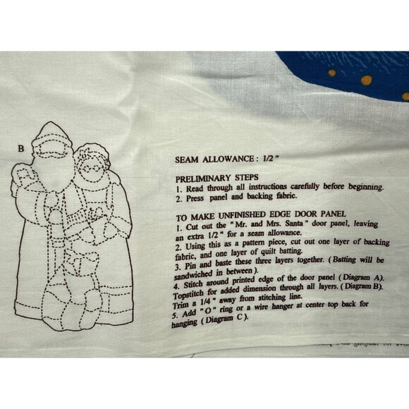 Mr. & Mrs. Santa Claus Door Panel Sewing Kit 35”x 59" With Instructions - Picture 2 of 7